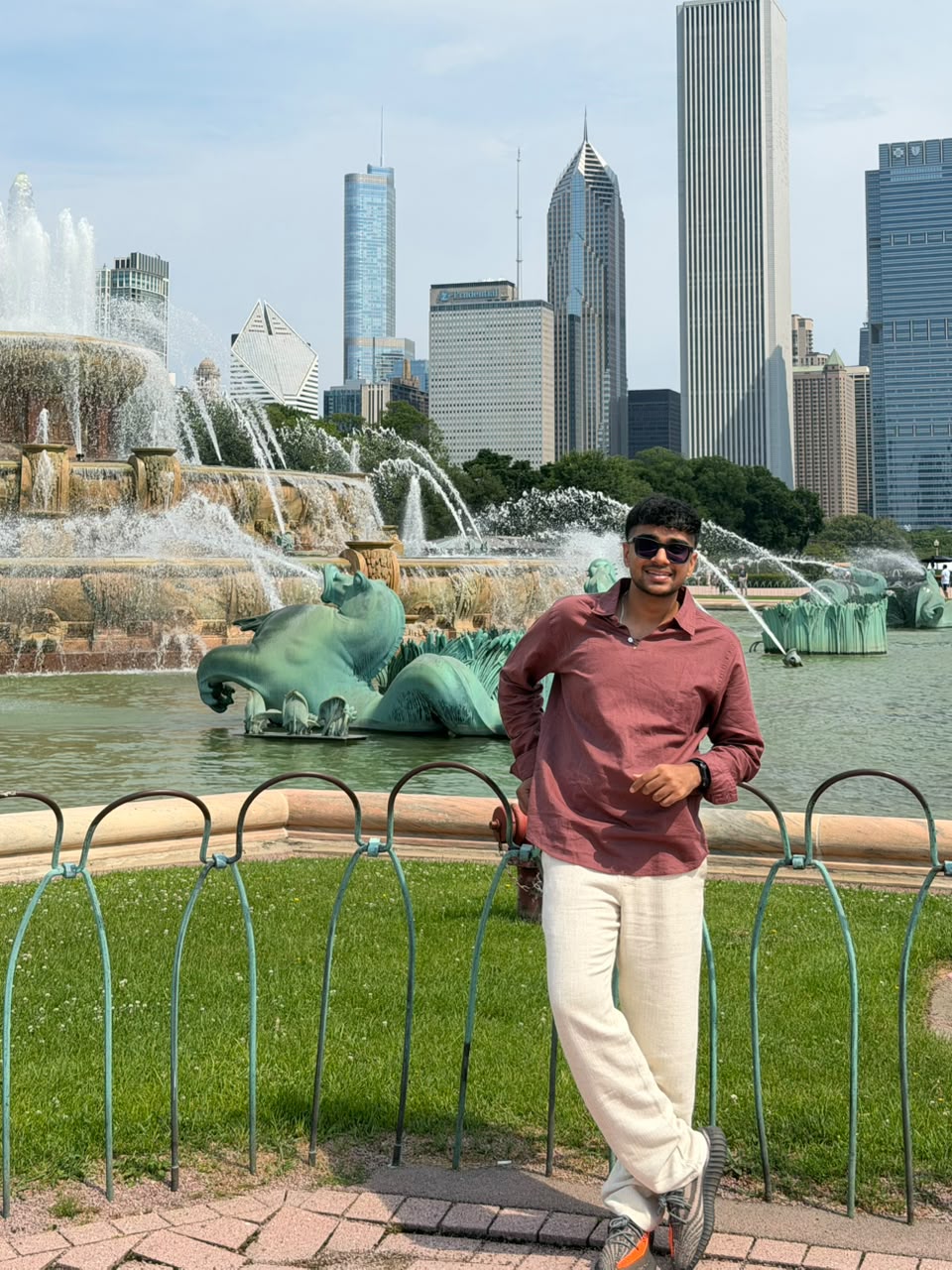 Dev Mehta in front of Buckingham Fountain, Chicago